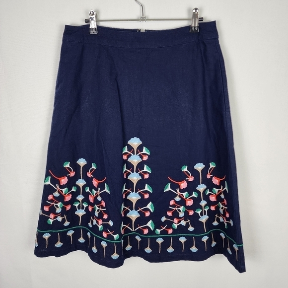 Boden Brooke Linen Blend Embroidered Midi Skirt SIZE 8 - Picture 2 of 7